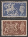 Click for more photos and details King George VI 1951 10sh Ultramarine, £1 Brown Used SG511-512 cat £25