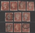 Click for more photos and details Queen Victoria 1841 1d Red Imperf Selection Used with Numeral Postmarks