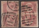 Click for more photos and details Queen Victoria 1870 ½d Rose Plate 4 and Plate 13 Pairs Used SG49
