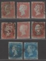 Click for more photos and details Queen Victoria 1841 1d Red, 2d Blue Stars Imperf Selection on blued paper Used