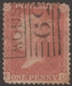 Click for more photos and details QV 1856 1d Red wmk Large Crown perf 14 Used Glasgow 159 Madeleine Smith Postmark