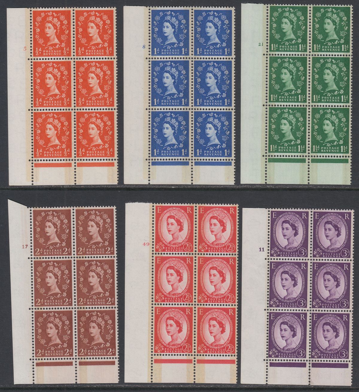 Queen Elizabeth II 1959 Phosphor-Graphite Cylinder Blk Set Mint SG599-609 c£600