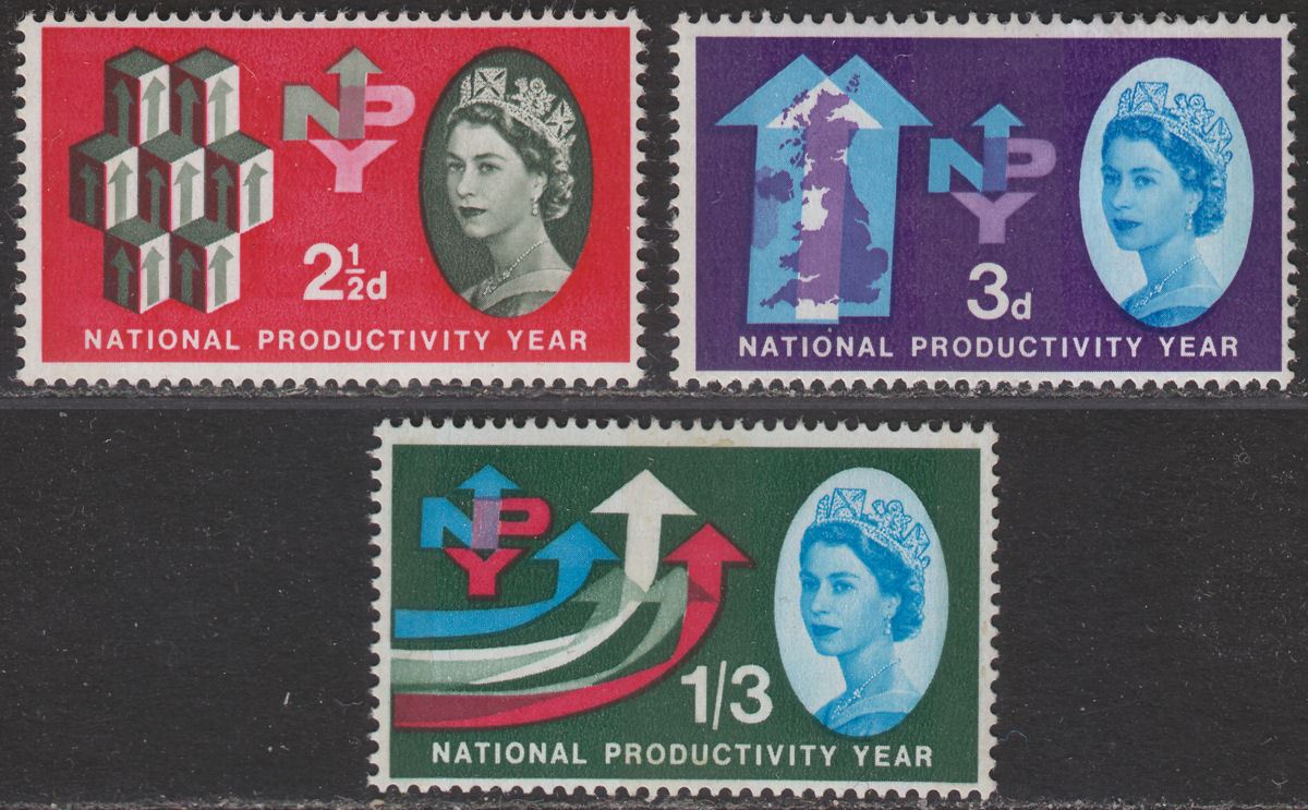 QEII 1962 National Productivity Year Phosphor Set Mint SG631p-633p cat £35