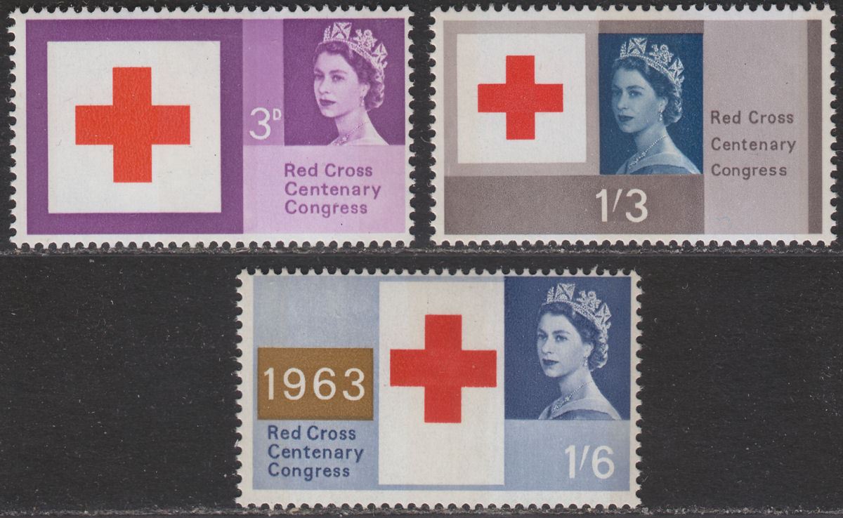 QEII 1963 Red Cross Centenary Congress Phosphor Set UM Mint SG642p-644p cat £65