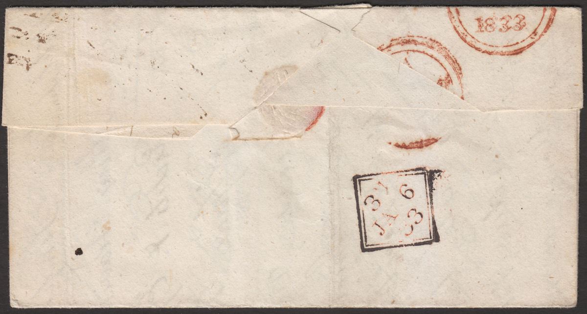 Great Britain 1833 Pre-Stamp Entire 1/4 Rate Sent to East India Company, London