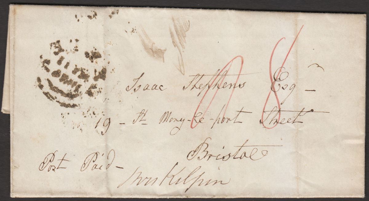 Great Britain 1835 Pre-Stamp Entire Sent Exeter to Bristol