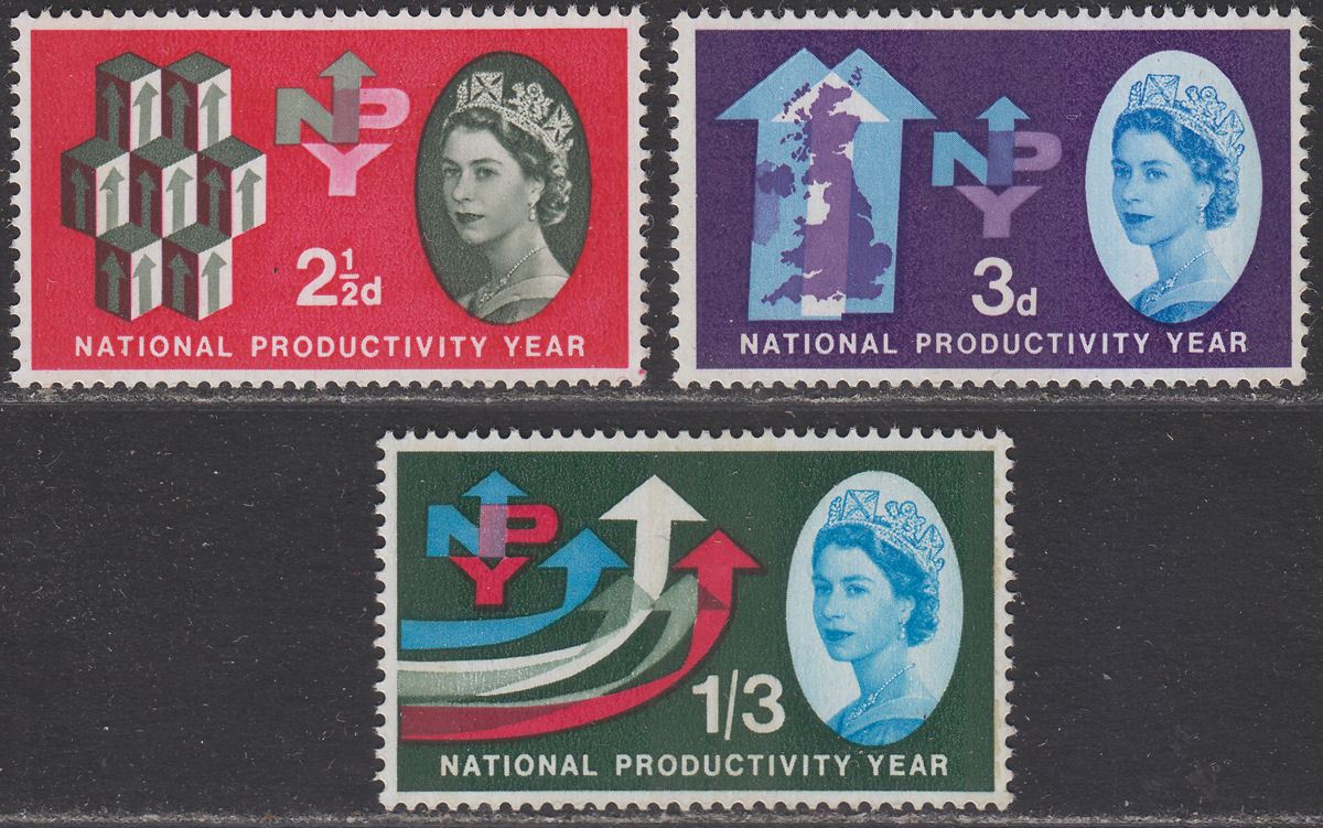 QEII 1962 National Productivity Year Phosphor Set UM Mint SG631p-633p cat £35