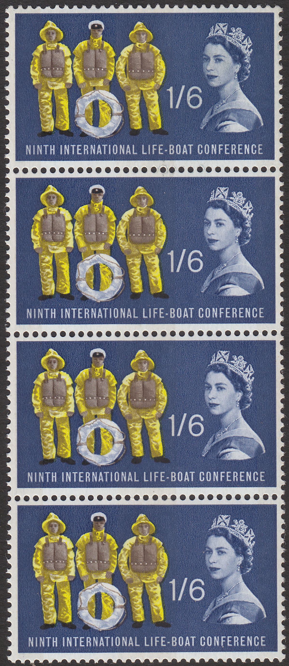 QEII 1963 Lifeboat Conference Phosphor 1sh6d Strip of 4 UM Mint SG641p cat £192