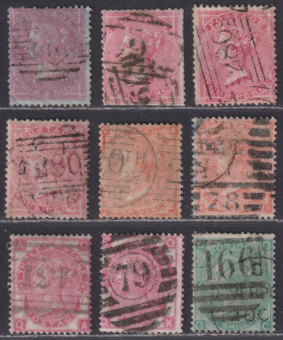 Queen Victoria 1855-68 Surface Printed Selection to 1sh Used