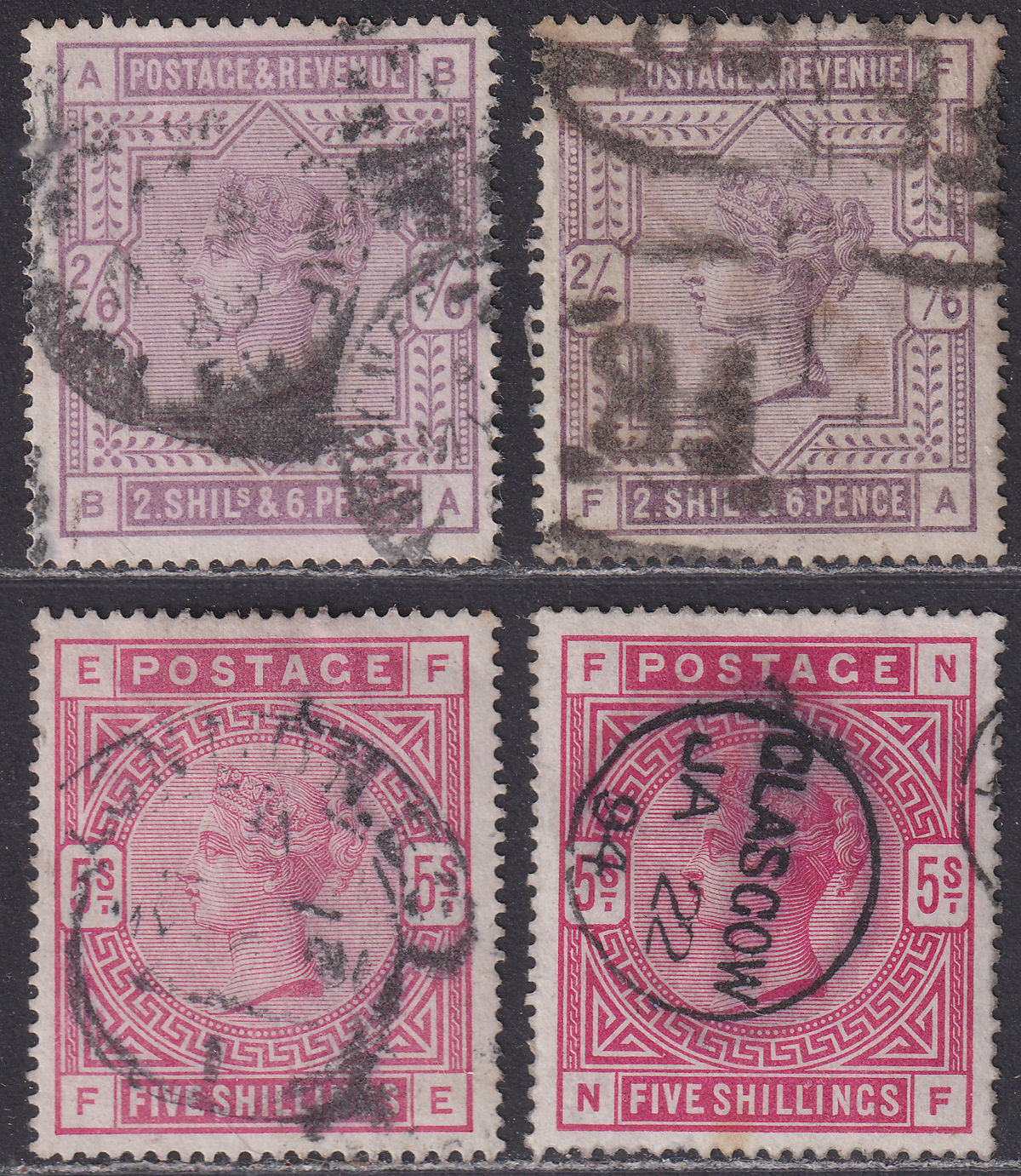 Queen Victoria 1883-84 2sh6d, 5sh Shades Used