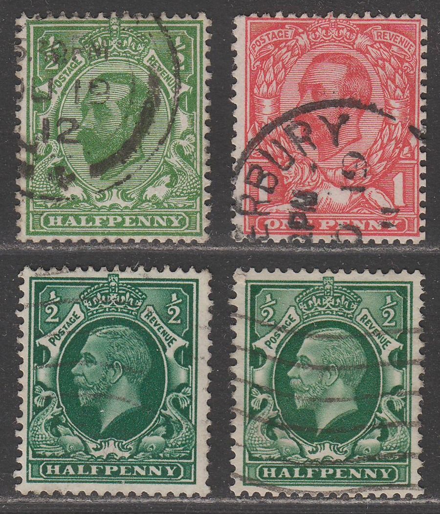 King V ½d, 1d watermark Varieties Selection Used Inverted