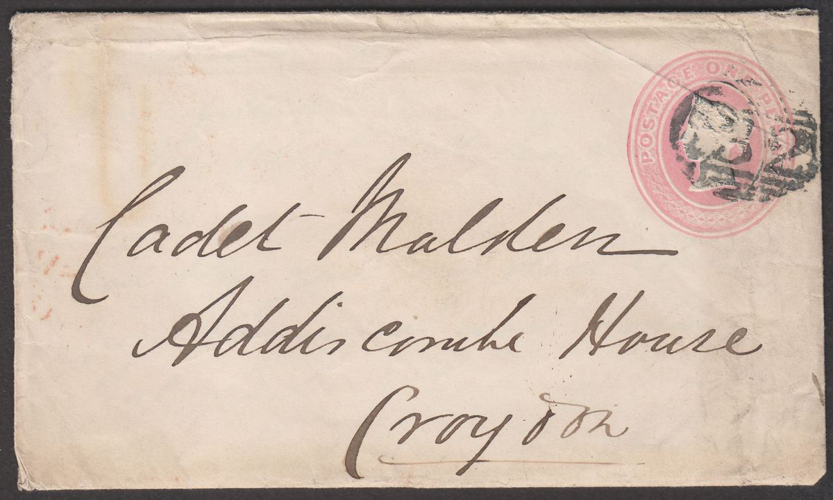 Queen Victoria 1849 1d Postal Stationery Cover Used Brighton to Croydon