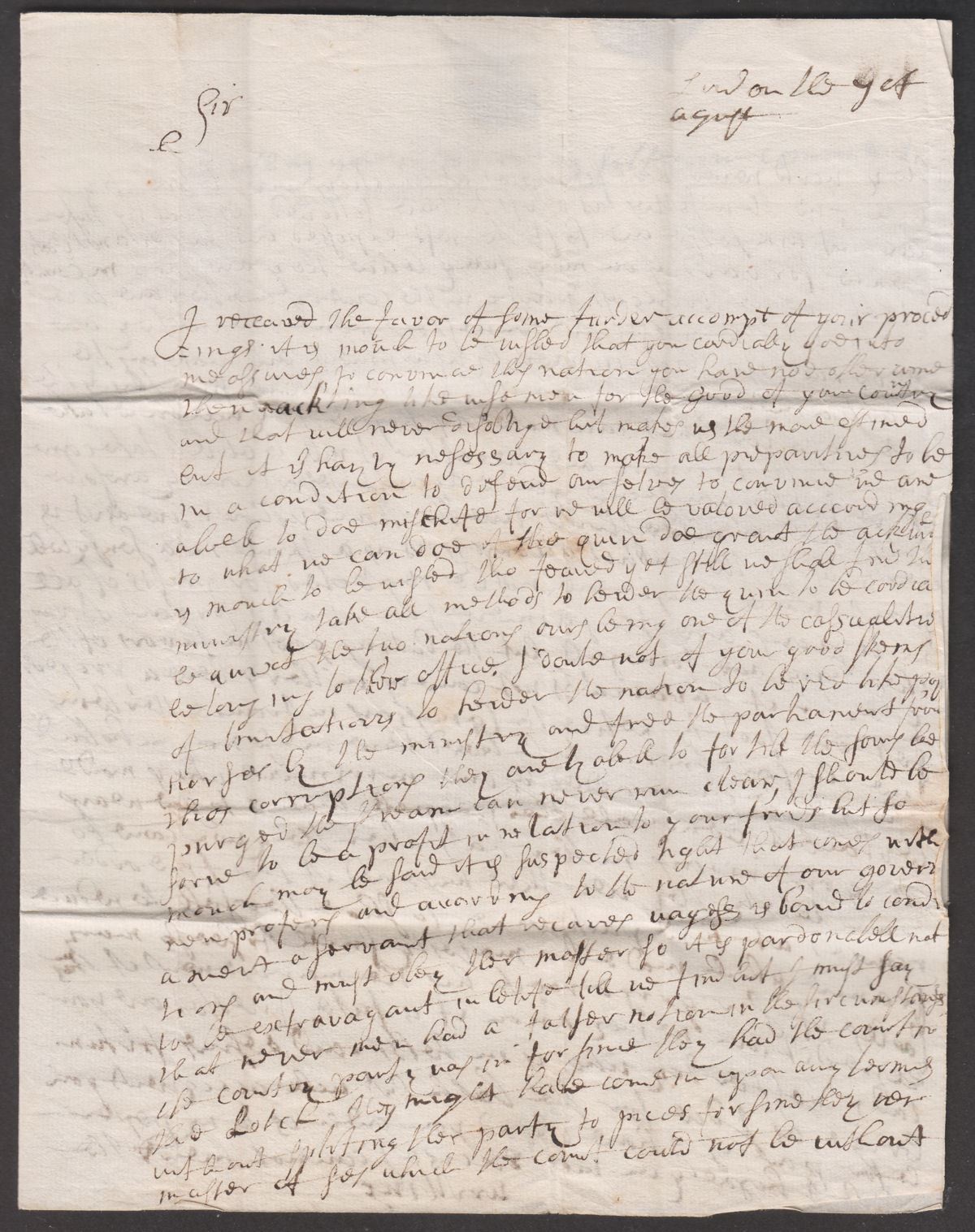 Pre-Stamp Entire Sent London to Laird of Dirleton Edinburgh Receiving House Mark