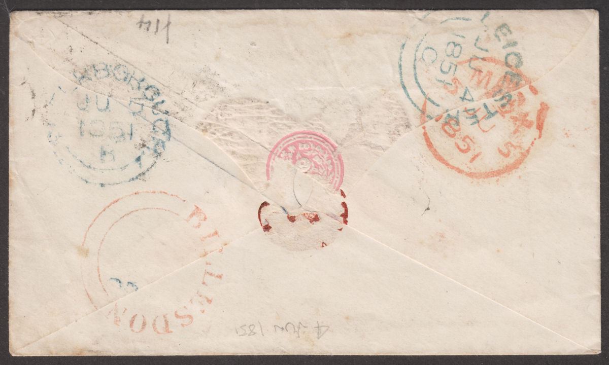 Queen Victoria 1851 1d Postal Stationery Cover Used to Peterborough w BILLESDON