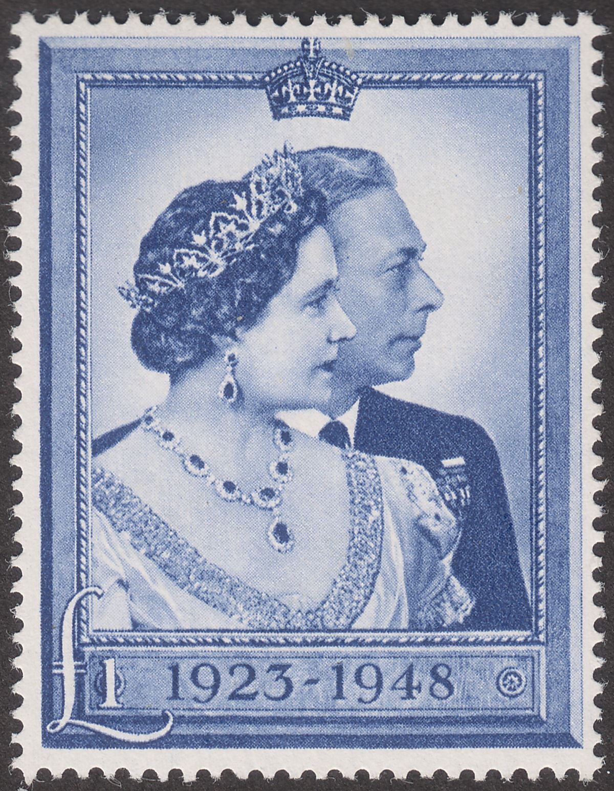 King George VI 1948 Royal Silver Wedding £1 Blue Mint SG494 cat £40