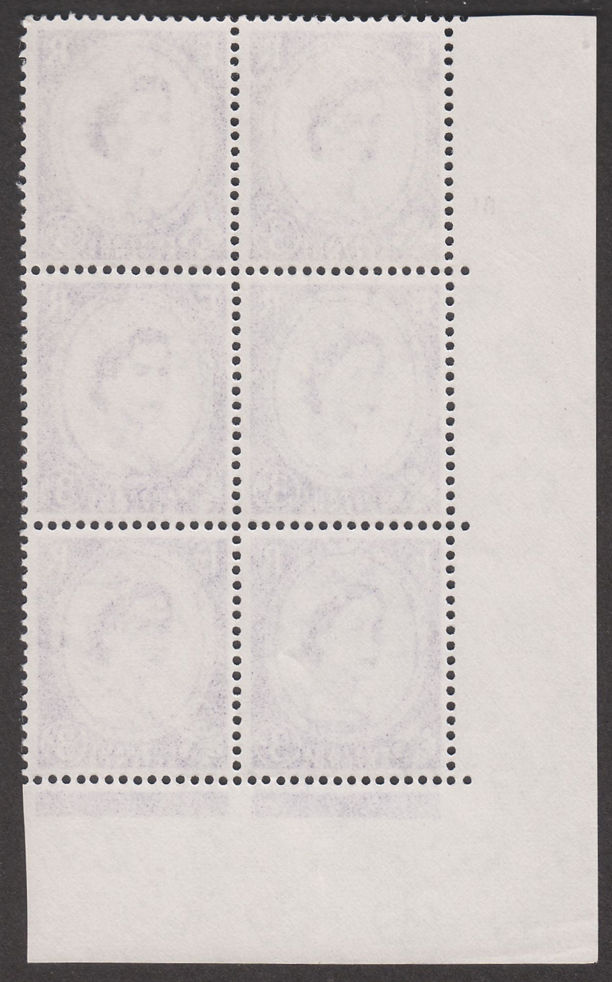 GB 1965 QEII Wilding 3d Deep Lilac Phosphor Cylinder 81 Block of 6 UM Mint