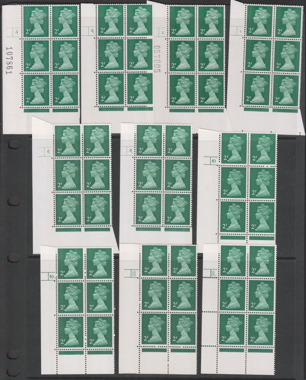 QEII 1971 Machin 2p Photo Cylinder Two Phosphor Bands Blocks of 6 Mint