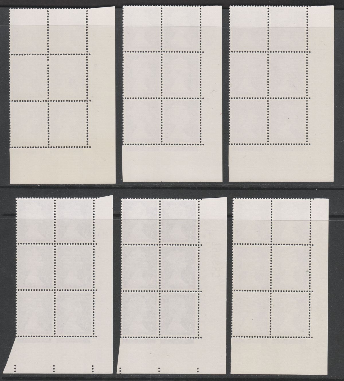 QEII 1971 Machin 3p Photo Cylinder 2 4 8 9 10 Phosphor Bands Blocks of 6 Mint