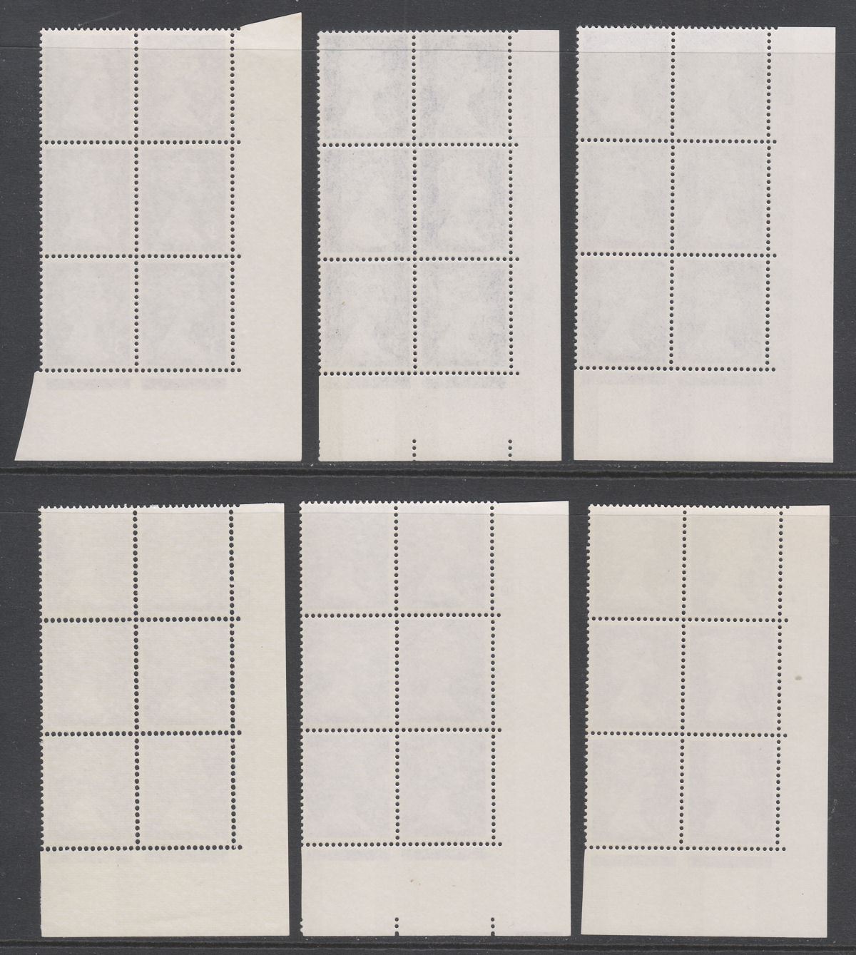 QEII 1971 Machin 3p Photo Cylinder 2 4 8 9 10 Phosphor Bands Blocks of 6 Mint
