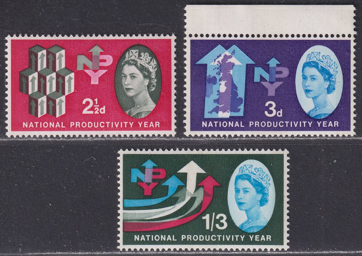 QEII 1962 National Productivity Year Phosphor Set UM Mint SG631p-633p cat £35