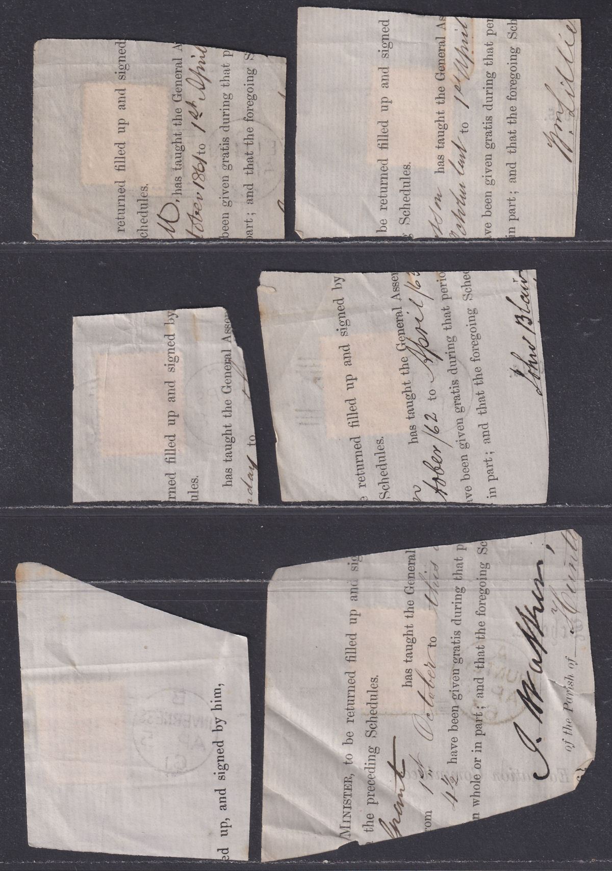 QV 1861-64 1d Used w WICK, ELGIN, AYR, THURSO, HUNTLY, INVERNESS Pmks