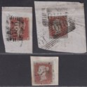 Click for more photos and details Queen Victoria 1841 1d Red Imperf Selection Used on Pieces w Numeral Postmarks