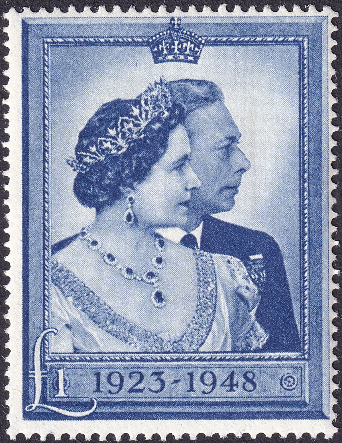 King George VI 1948 Royal Silver Wedding £1 Blue Mint SG494 cat £40
