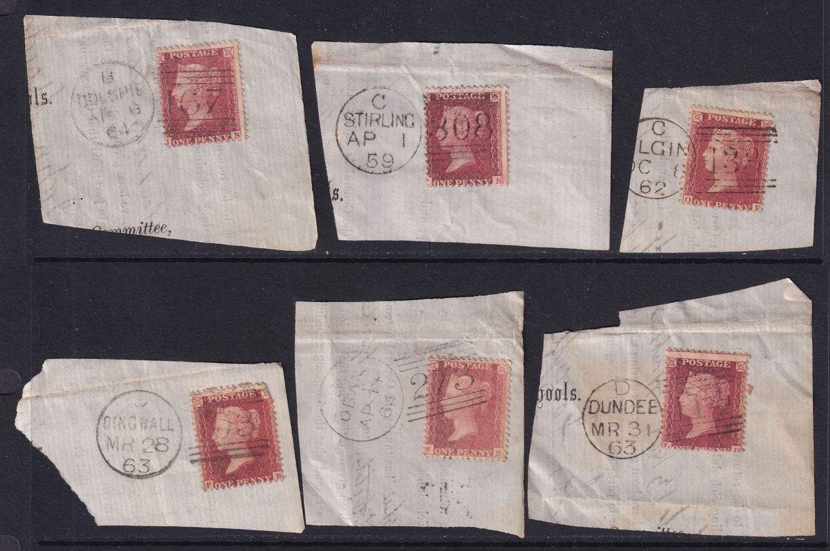 QV 1861-64 1d Used w GOLSPIE, STIRLING, ELGIN, DINGWALL, OBAN, DUNDEE Postmarks