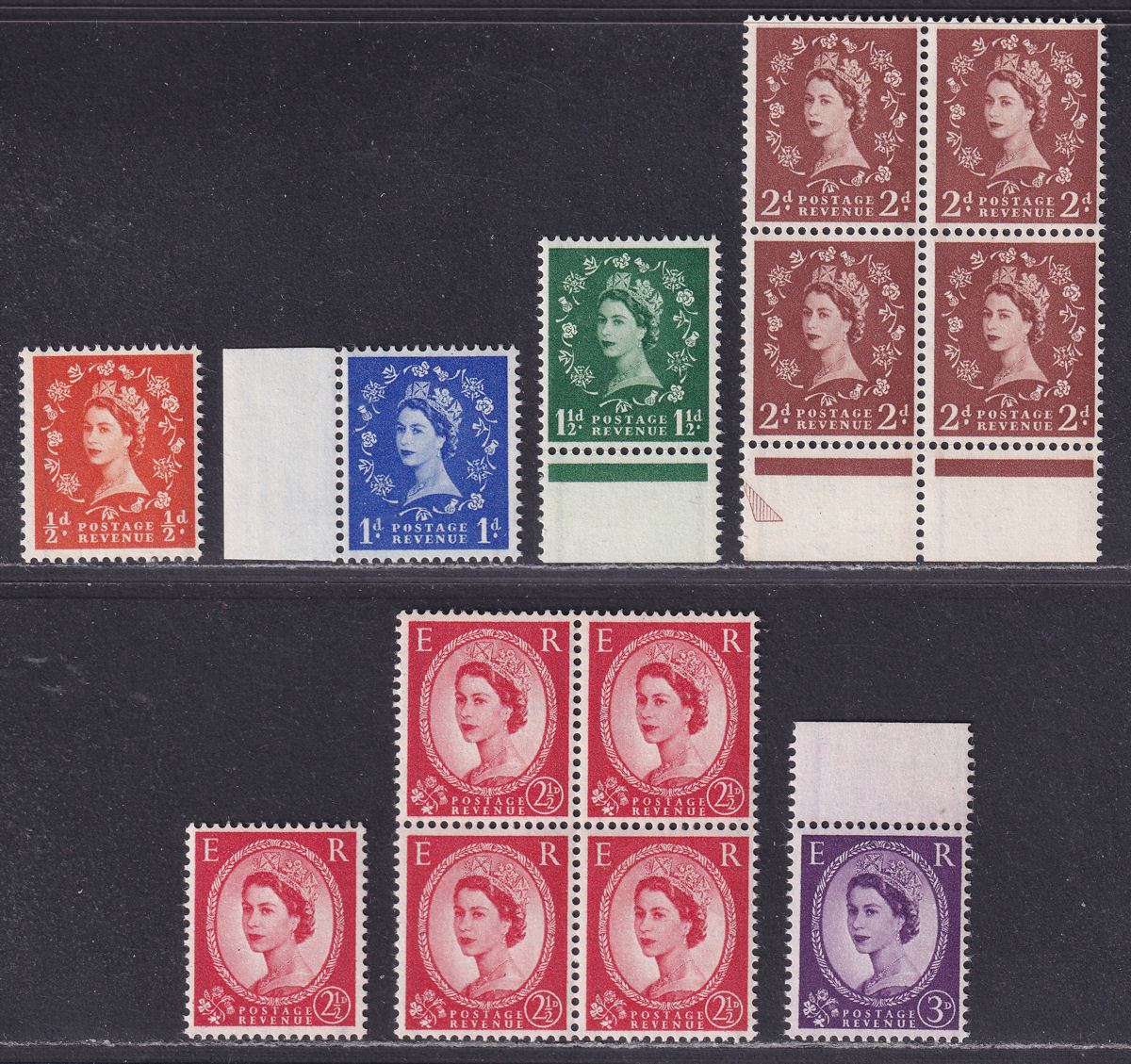 Queen Elizabeth II 1957 St Edwards Crown Graphite-Lined Set Mint SG561-566