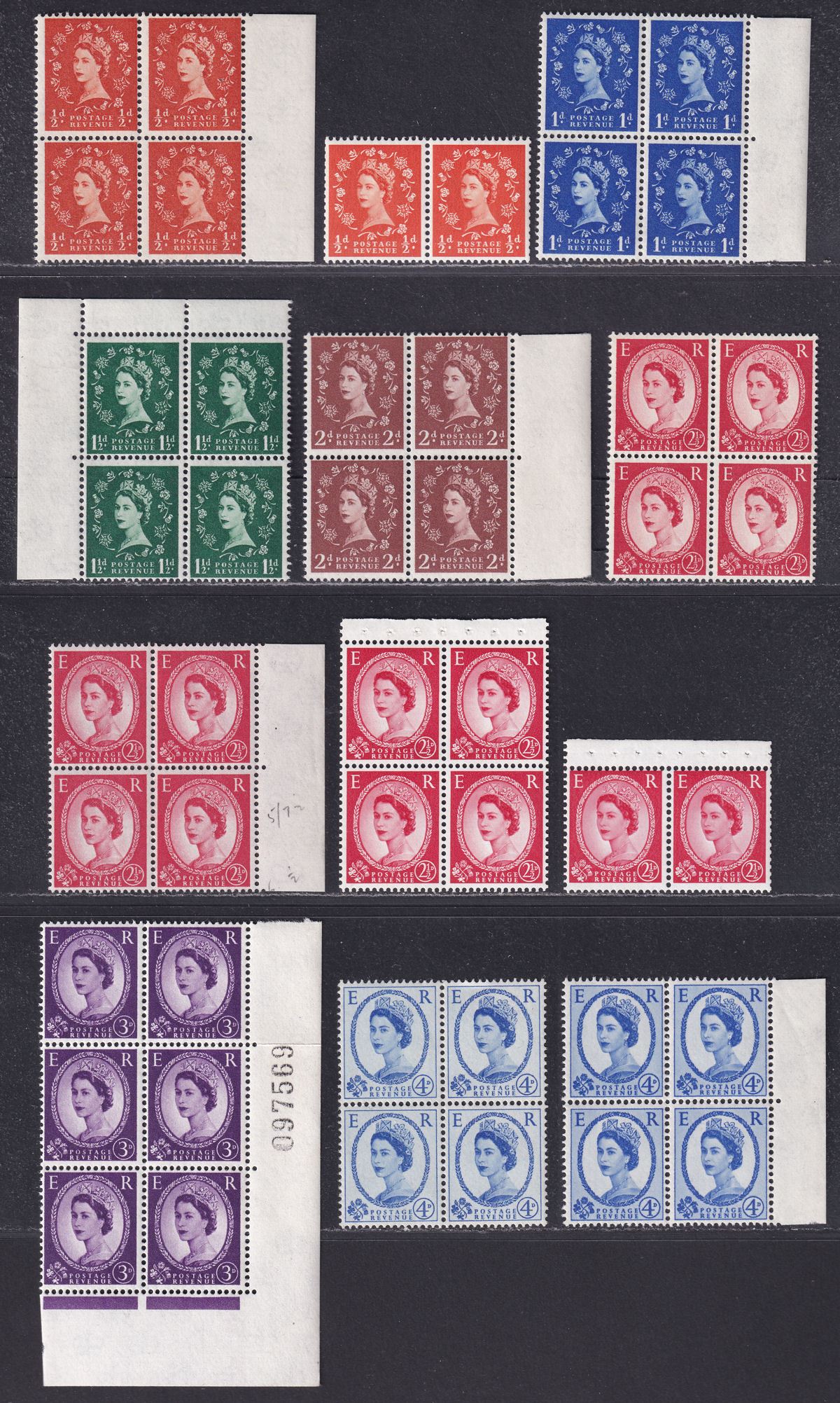 Queen Elizabeth II 1958 Four Block Set UM Mint SG570-586 MNH