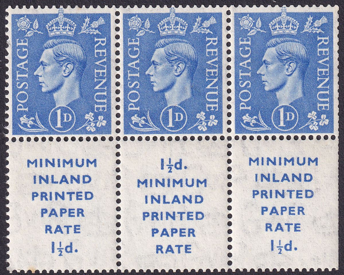 King George VI 1952 1d Light Ultramarine Booklet Pane Mint SG504d cat £18
