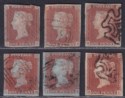 Queen Victoria 1841 1d Red Stars Imperf Selection on blued paper Used