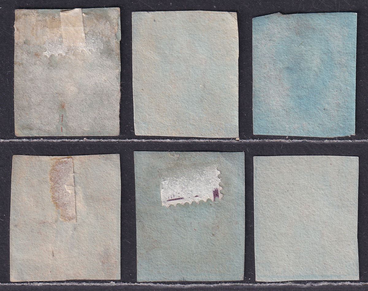 Queen Victoria 1841 1d Red Stars Imperf Selection on blued paper Used