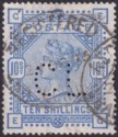 Queen Victoria 1899 10sh Ultramarine White Paper CL Perfin Used SG183a cat £375