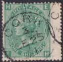 Queen Victoria 1867 1sh Deep Green Plate 5 Used SG115 LARGE THIN