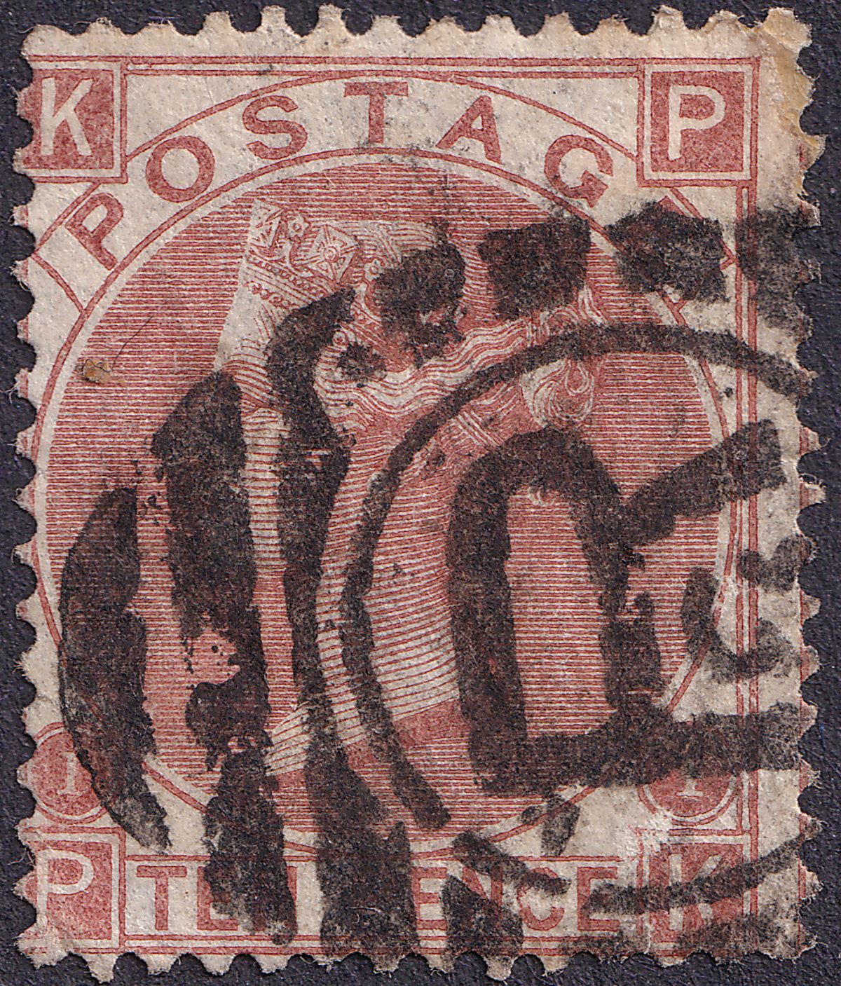 Queen Victoria 1867 10d Red-Brown Used SG112 cat £225 REPAIRED CORNER