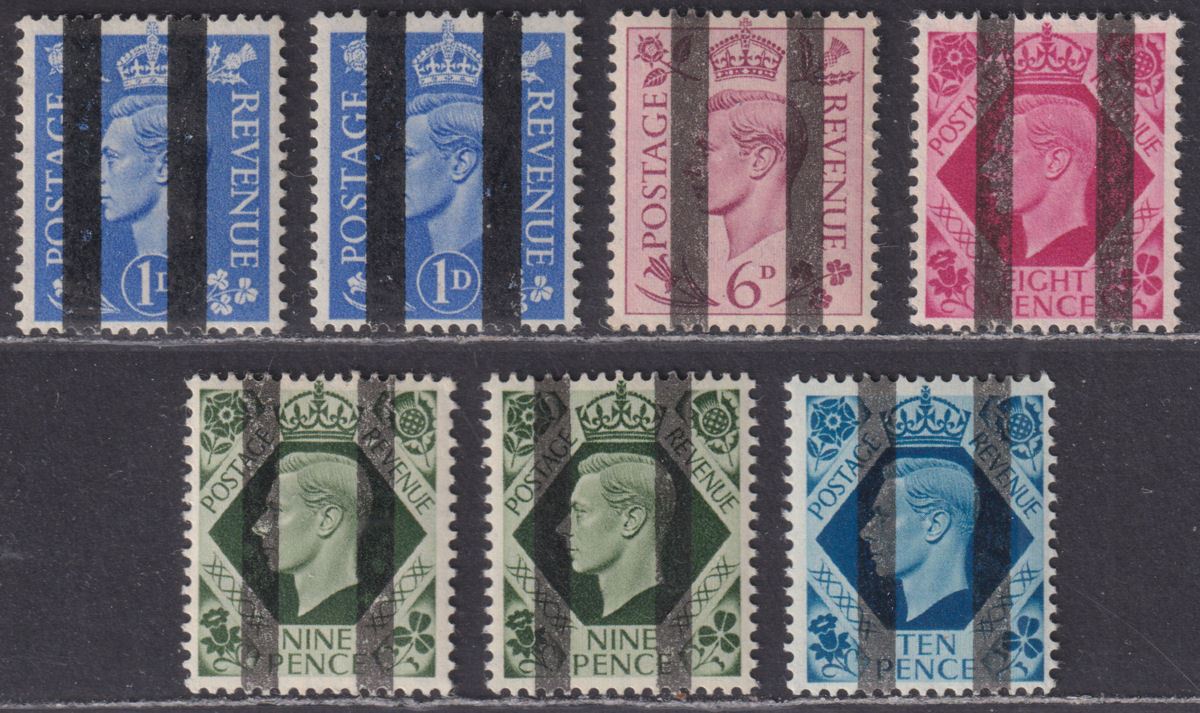 King George VI 1937-51 Selection to 10d with PO Training Bars Cancels