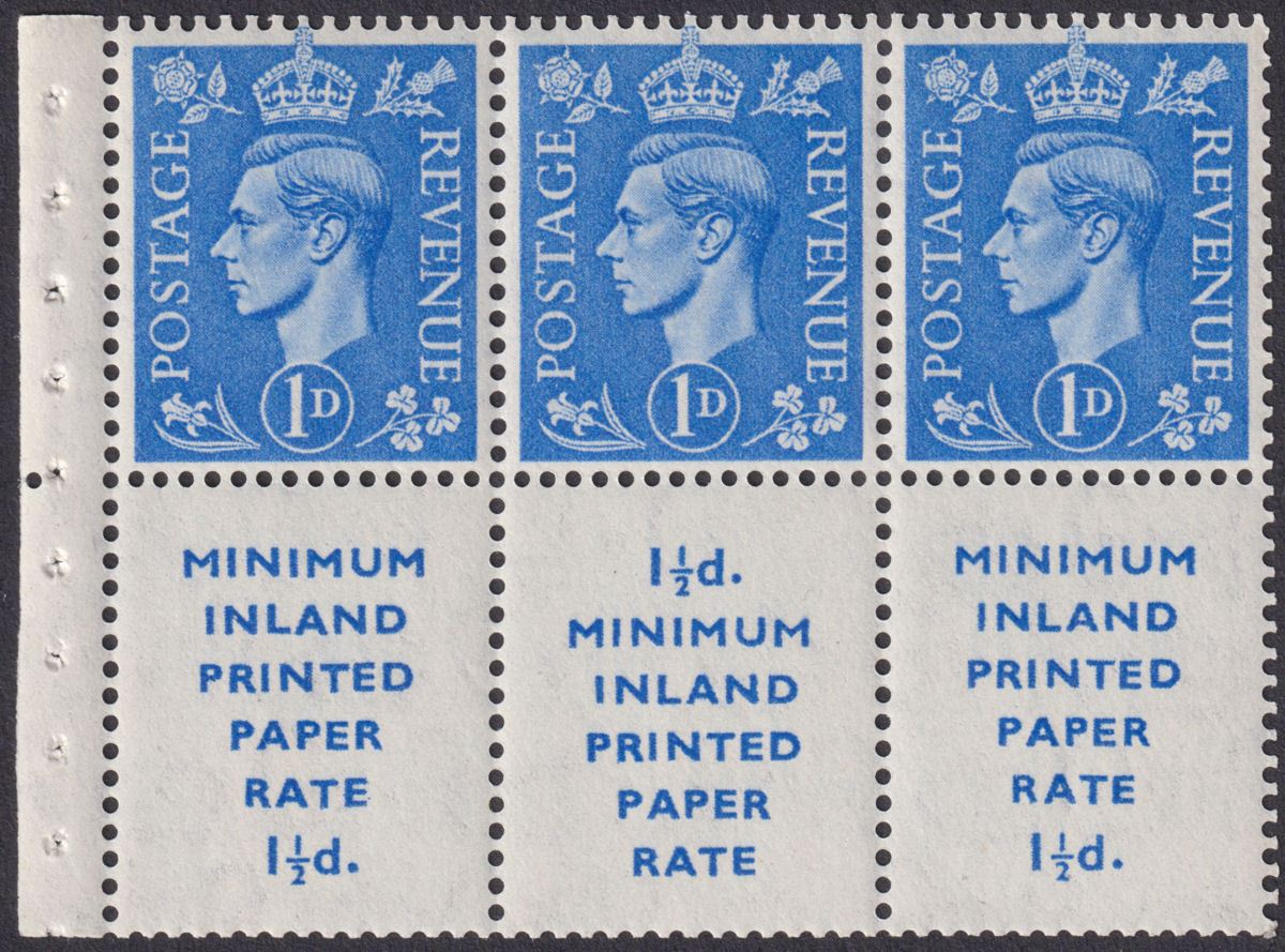 King George VI 1952 1d Light Ultramarine Booklet Pane UM Mint SG504d cat £18