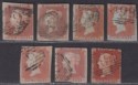 Queen Victoria 1841 1d Red Stars Imperf Selection on blued paper Used