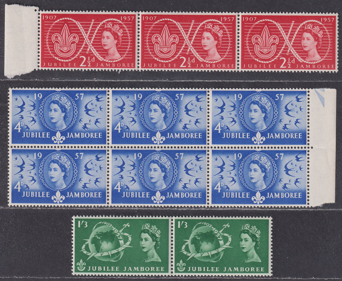 QEII 1957 World Scout Jubilee Jamboree Set inc Block UM Mint SG557-559