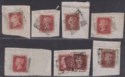 Queen Victoria 1854-64 1d Red Selection Used on Pieces w Numeral Postmarks