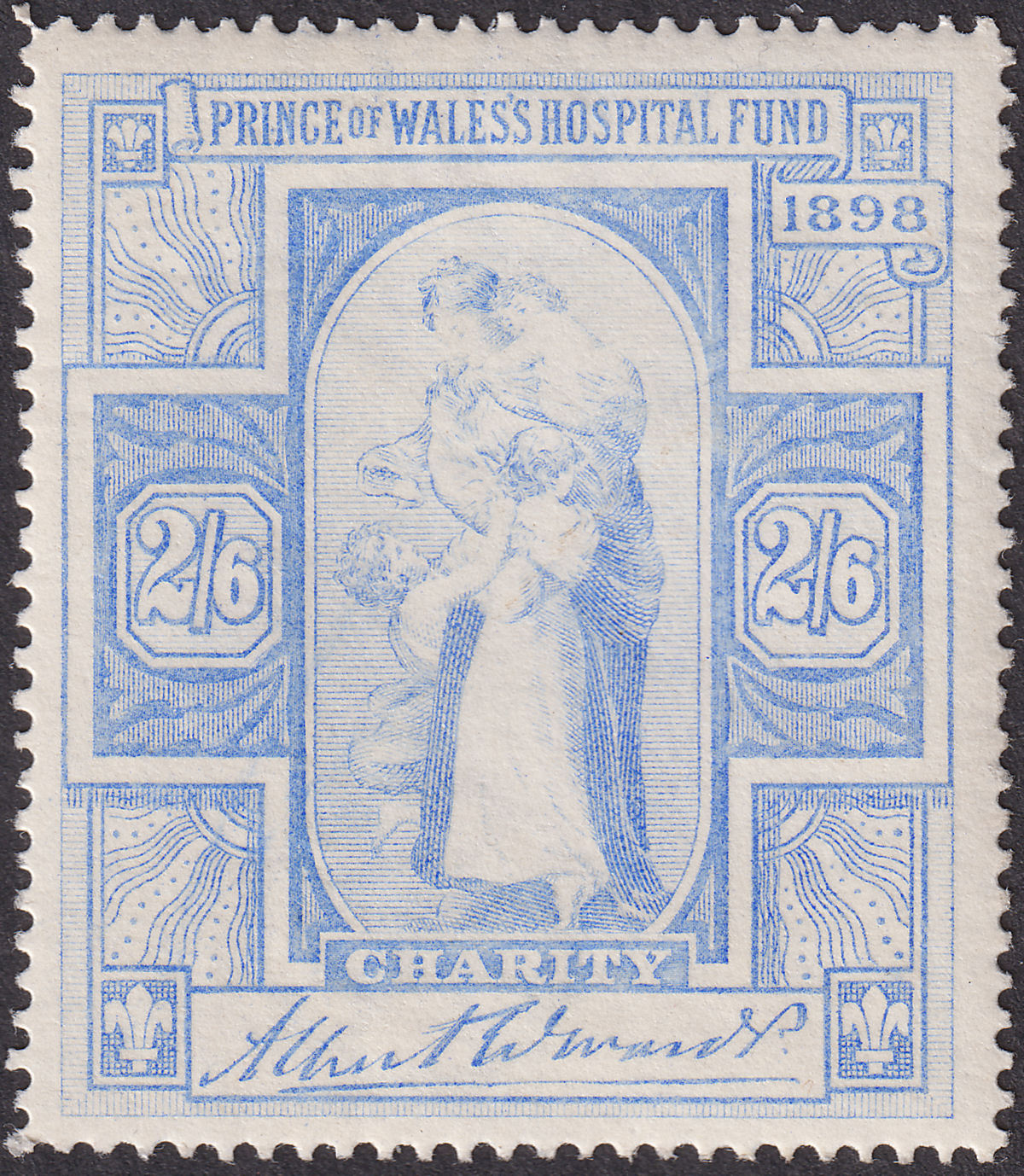 QV 1898 Prince of Wales' Hospital Fund 2sh6d Charity Label Mint