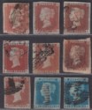 Click for more photos and details Queen Victoria 1841 1d Red +2d Blue Imperf Selection inc blued paper Used