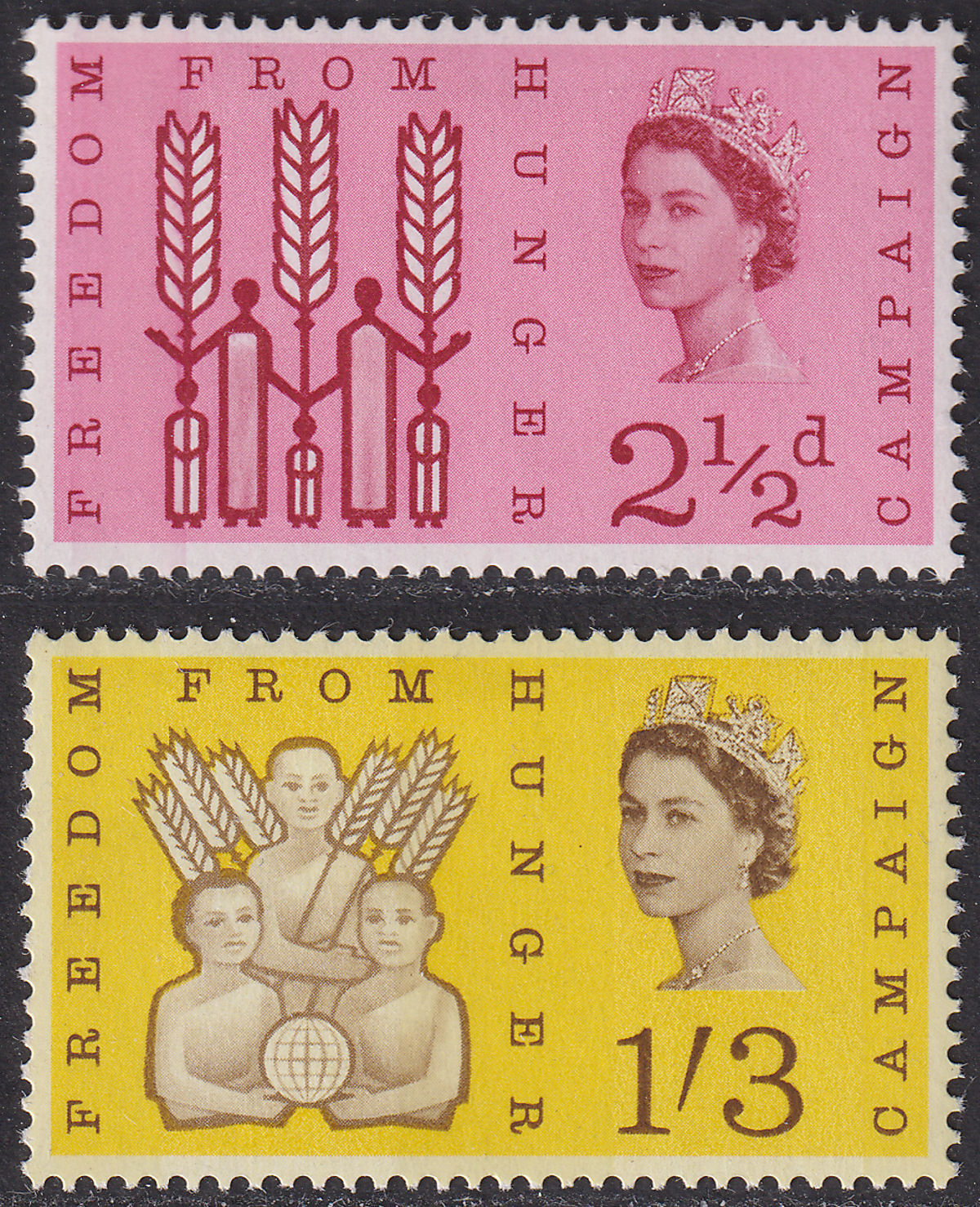 QEII 1963 Freedom from Hunger Phosphor 2½d, 1sh3d Mint SG634p-635p c £33