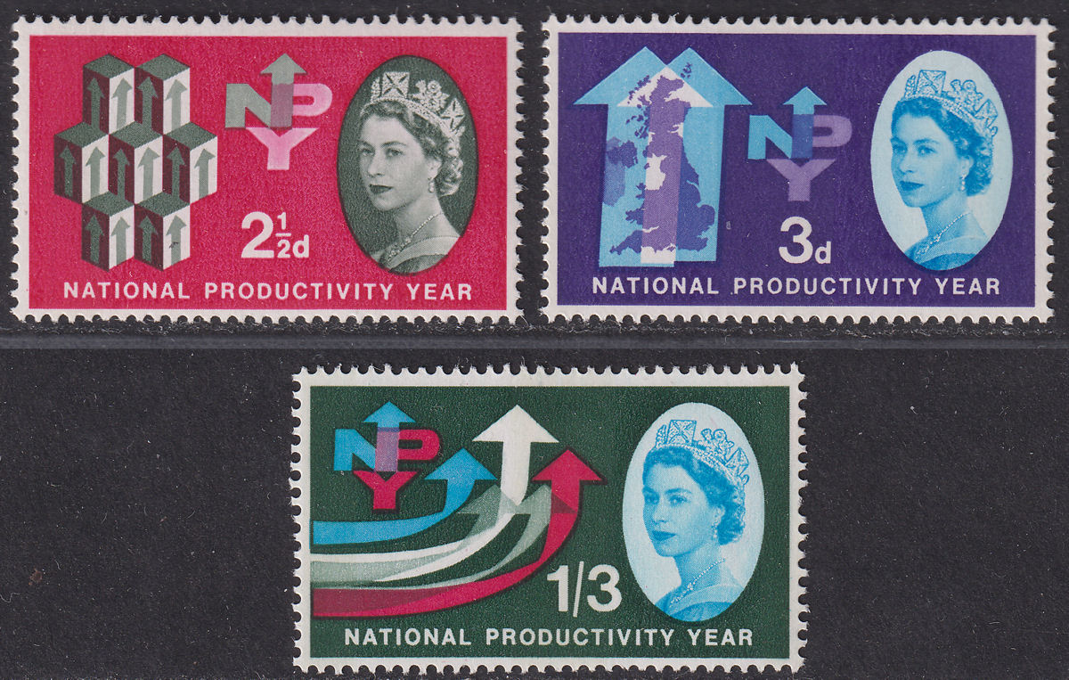 QEII 1962 National Productivity Year Phosphor Set Mint SG631p-633p cat £35