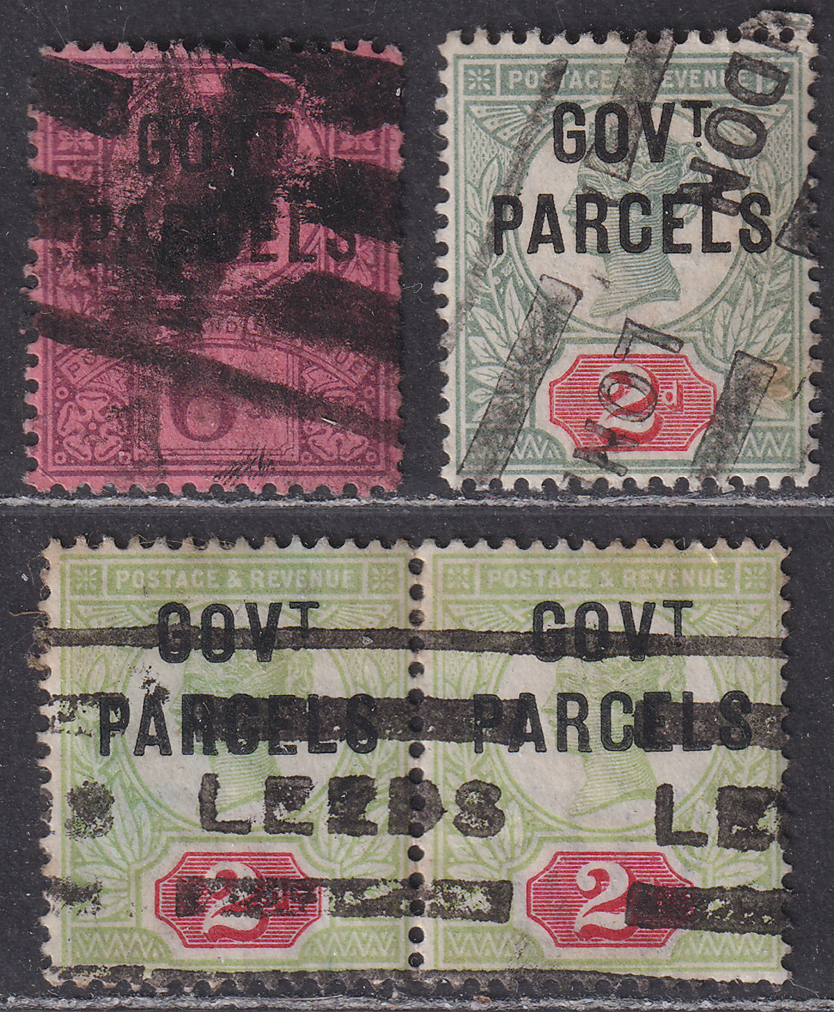 Queen Victoria 1887-91 Official Govt Parcels Opt 6d, 2d, 2d Pair Used SG O66 O70