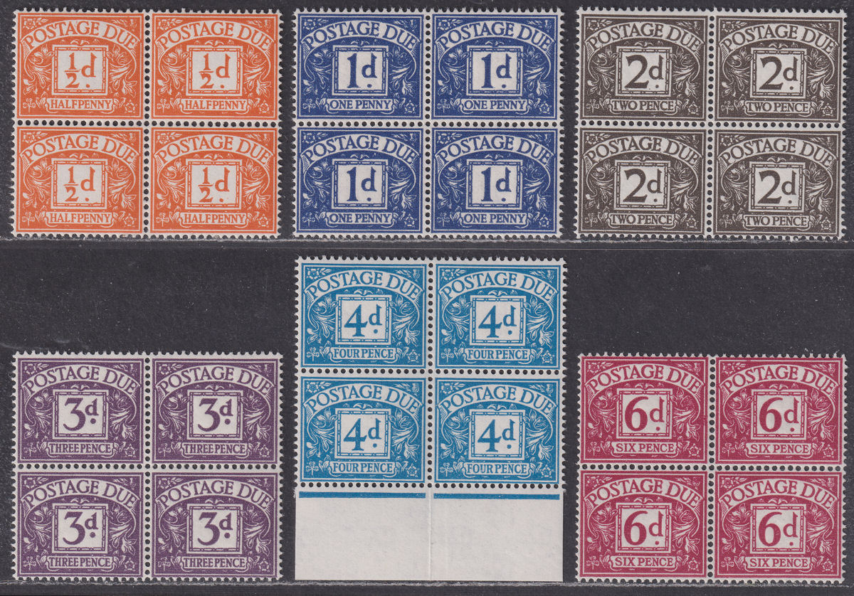 Queen Elizabeth II 1959 Postage Due Part Block Set to 6d UM Mint MNH