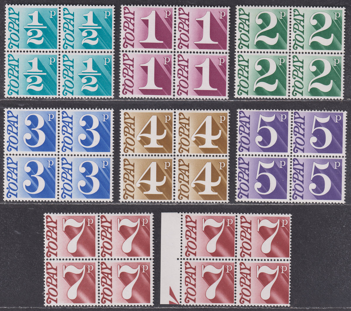 QEII 1970 Postage Due Block Set UM Mint SG D77-89 MNH cat £120