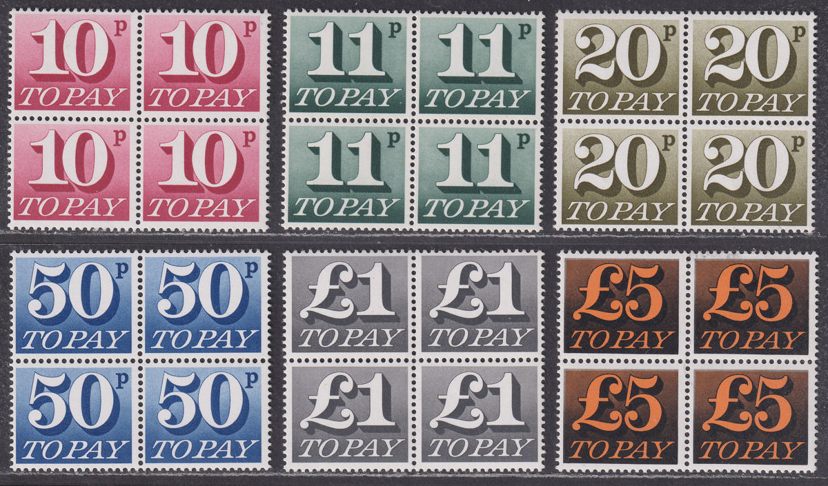 QEII 1970 Postage Due Block Set UM Mint SG D77-89 MNH cat £120