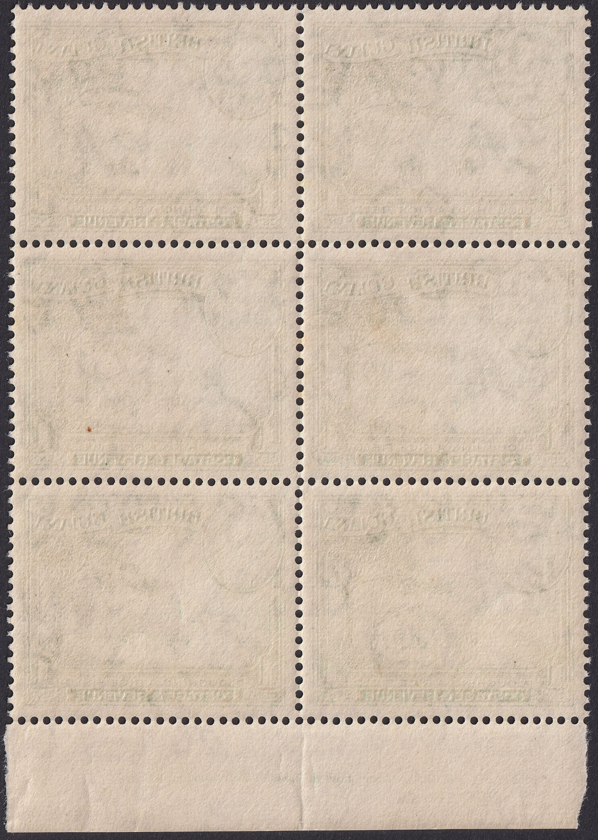 British Guiana 1938 KGVI 1c Yellow-Green Imprint Block of 6 Mint SG308 c£138